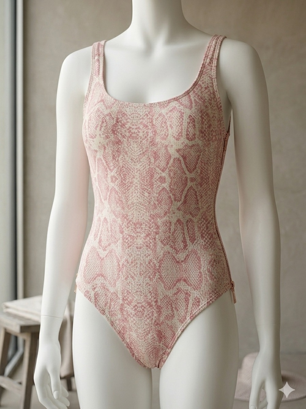 Carmen Marc Valvo Pink Snake-Print One-Piece